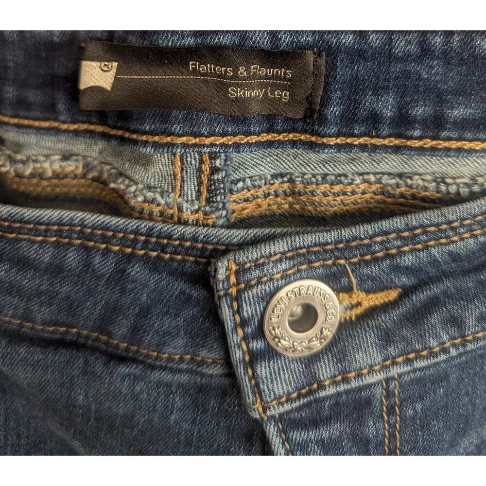 LEVI'S Womens FLATTERS & FLAUNTS Skinny Leg BLUE JEANS sz 24w Red Tab